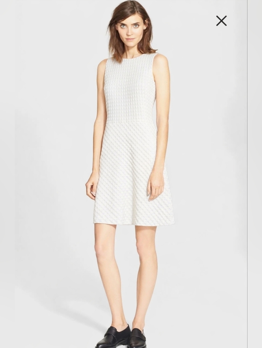 NWT THEORY Raneid K in White Contextual Textured Sleeveless Shift Dress 10 $345